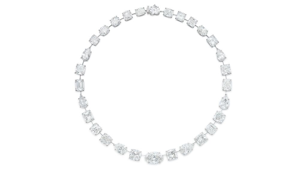 A Leviev necklace with 30 diamonds of various cuts, which sold for $2.4 million Leviev necklace
